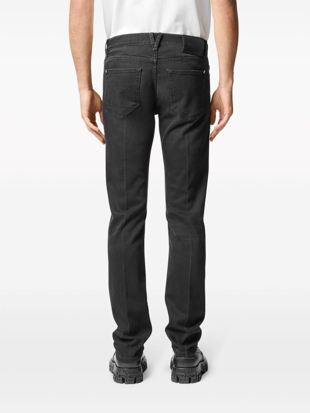 Medusa Head-embellished mid-rise slim-fit jeans - 3