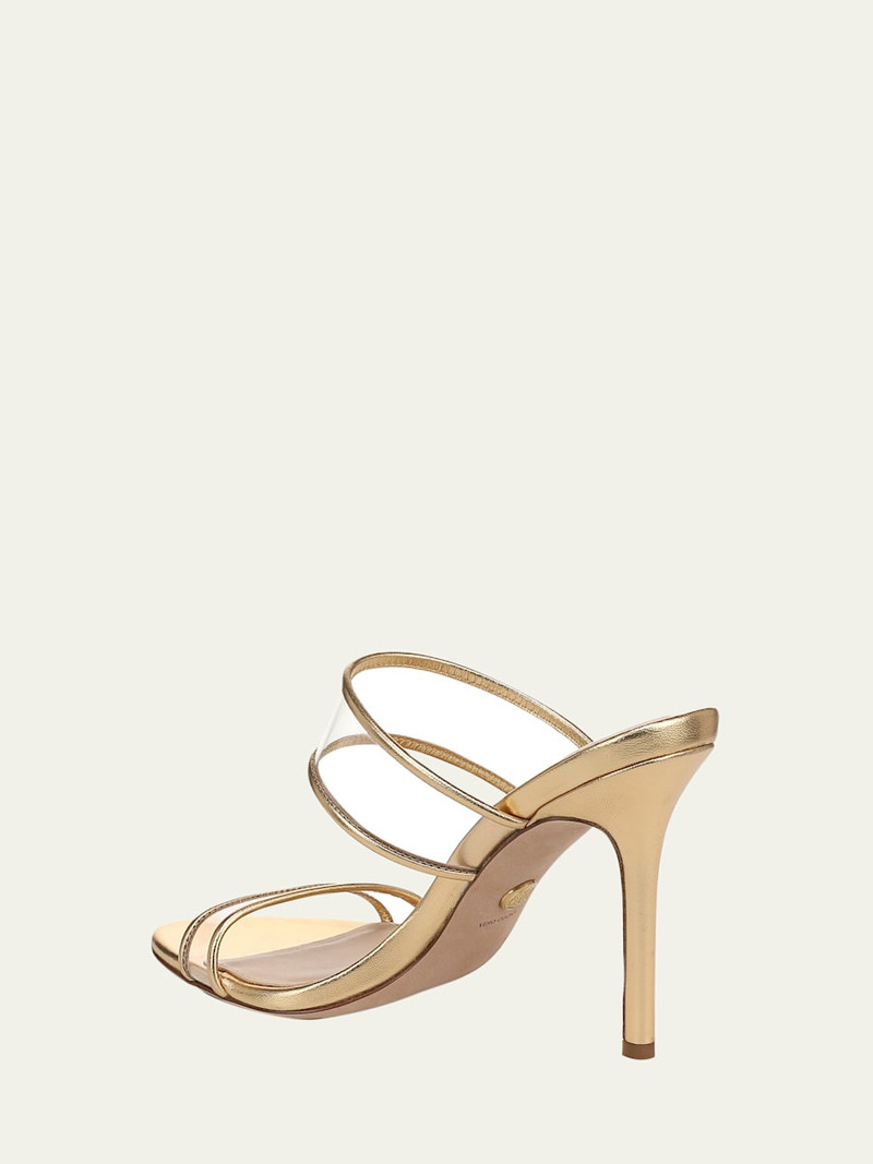 VERONICA BEARD 95mm Asha Metallic Leather Piping Jelly Sandals outlook