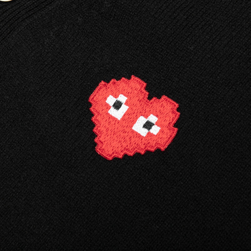 COMME DES GARCONS PLAY X THE ARTIST INVADER CARDIGAN - BLACK - 3