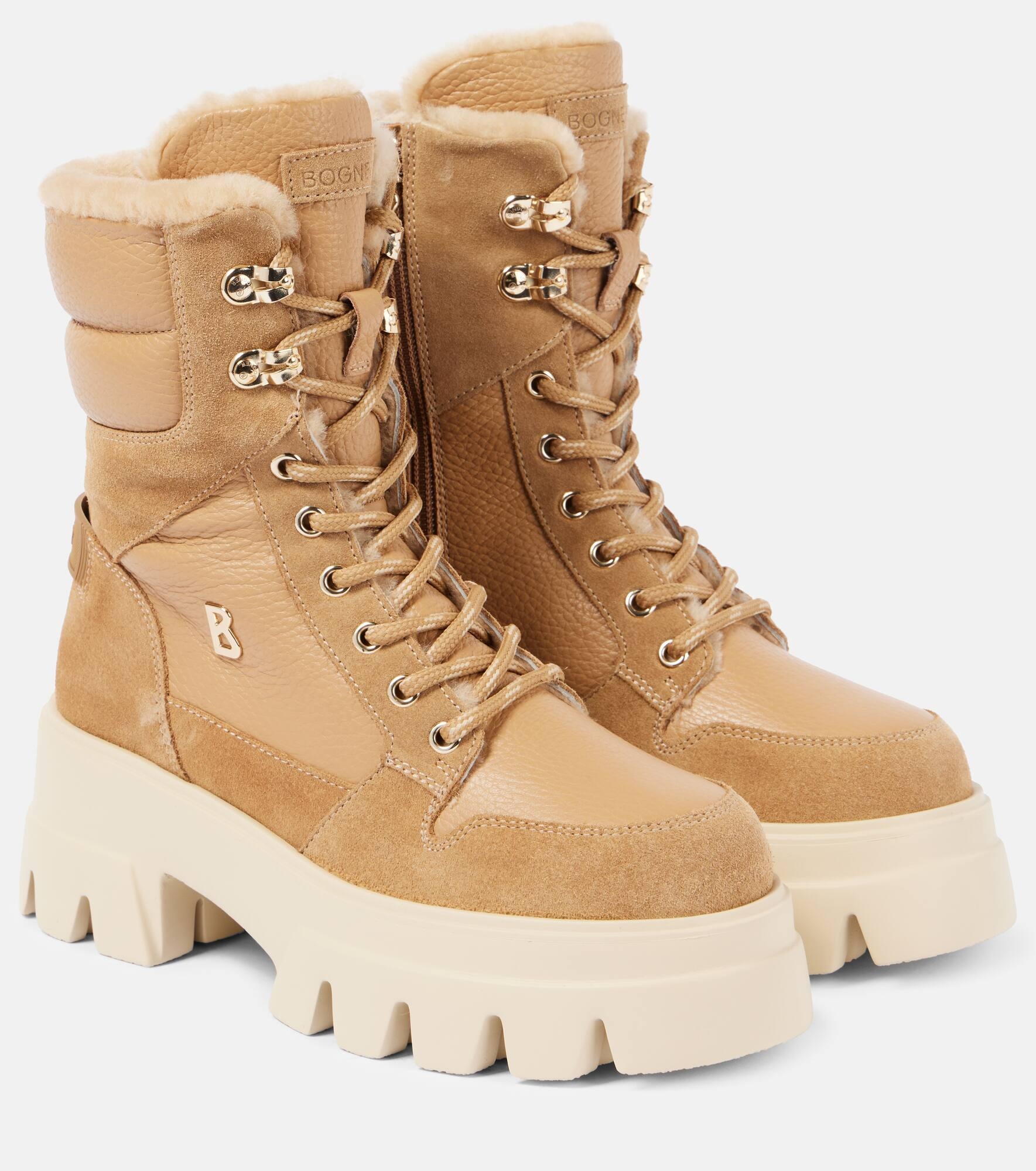 BOGNER Sapporo 2 shearling lined leather combat boots REVERSIBLE