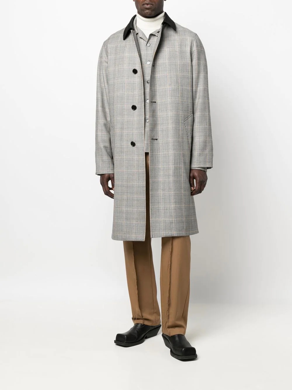 single-breasted check-print coat - 2