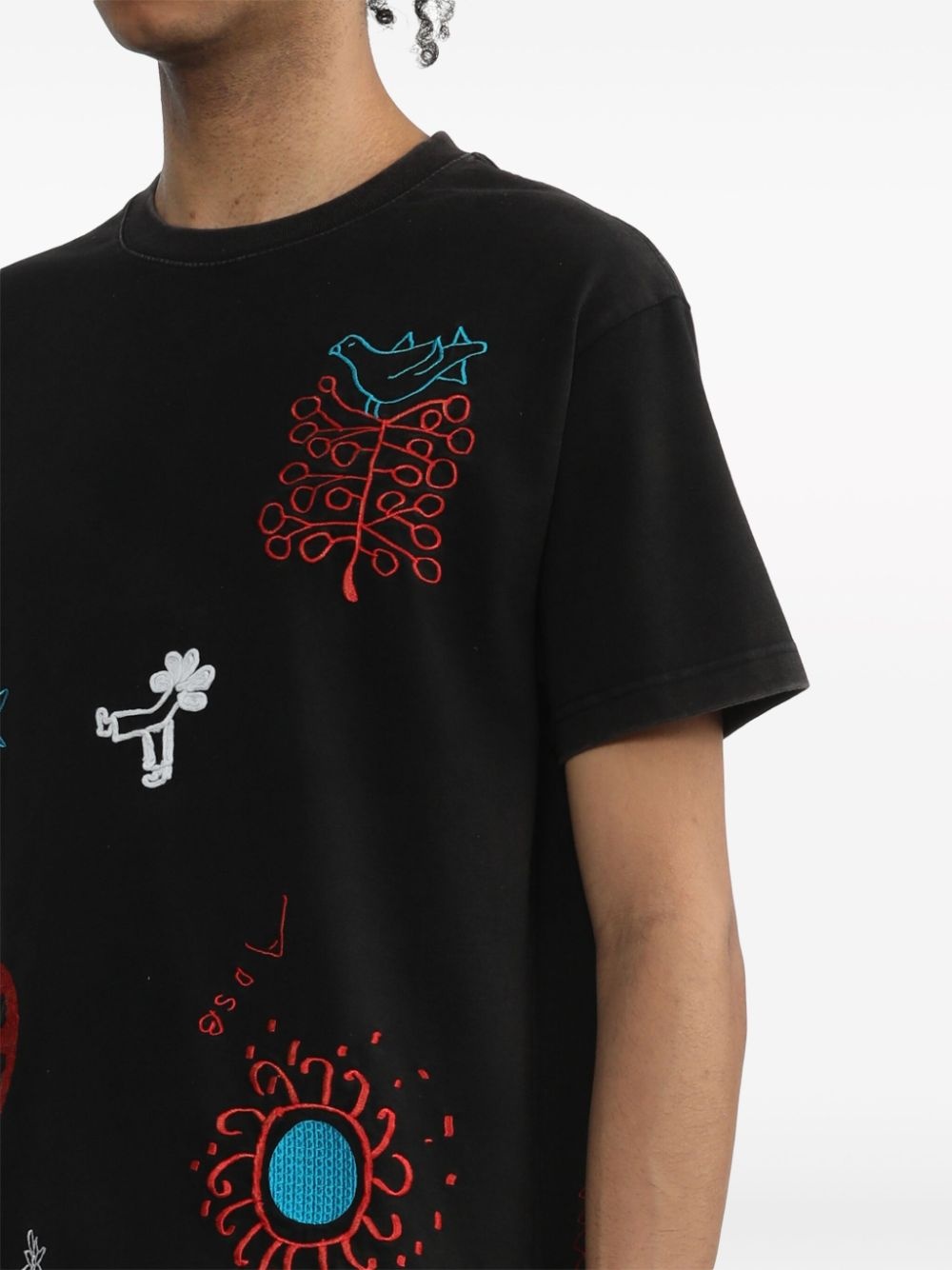 embroidered cotton T-shirt - 5