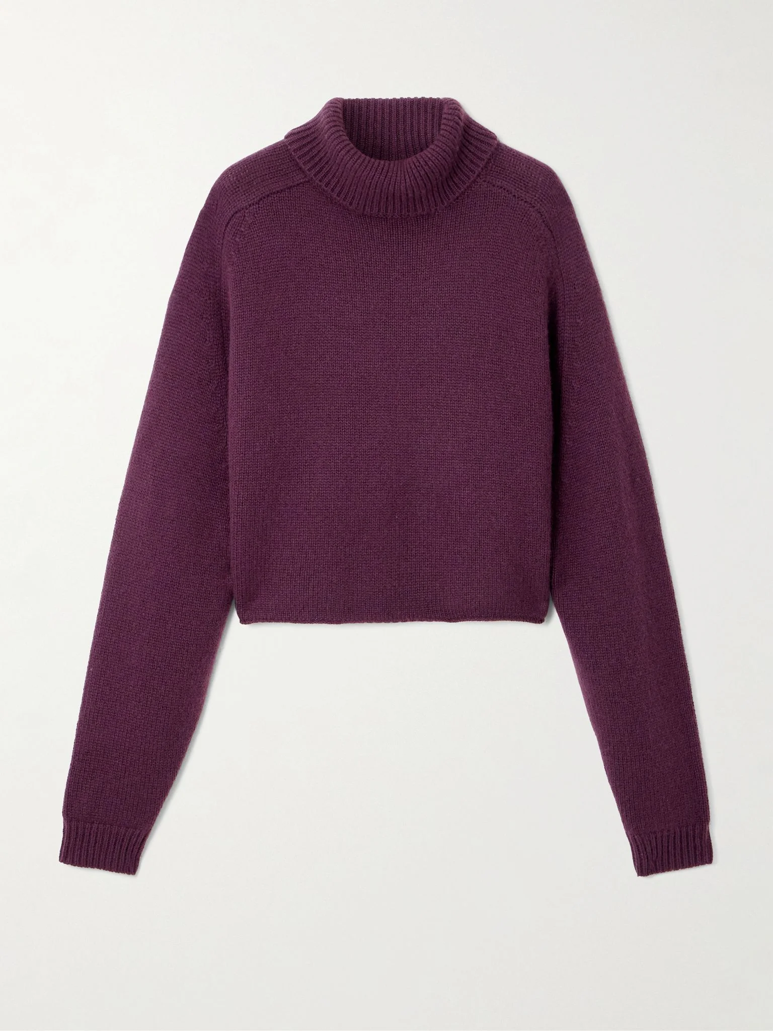 Cathie cropped cashmere turtleneck sweater Claret - 1
