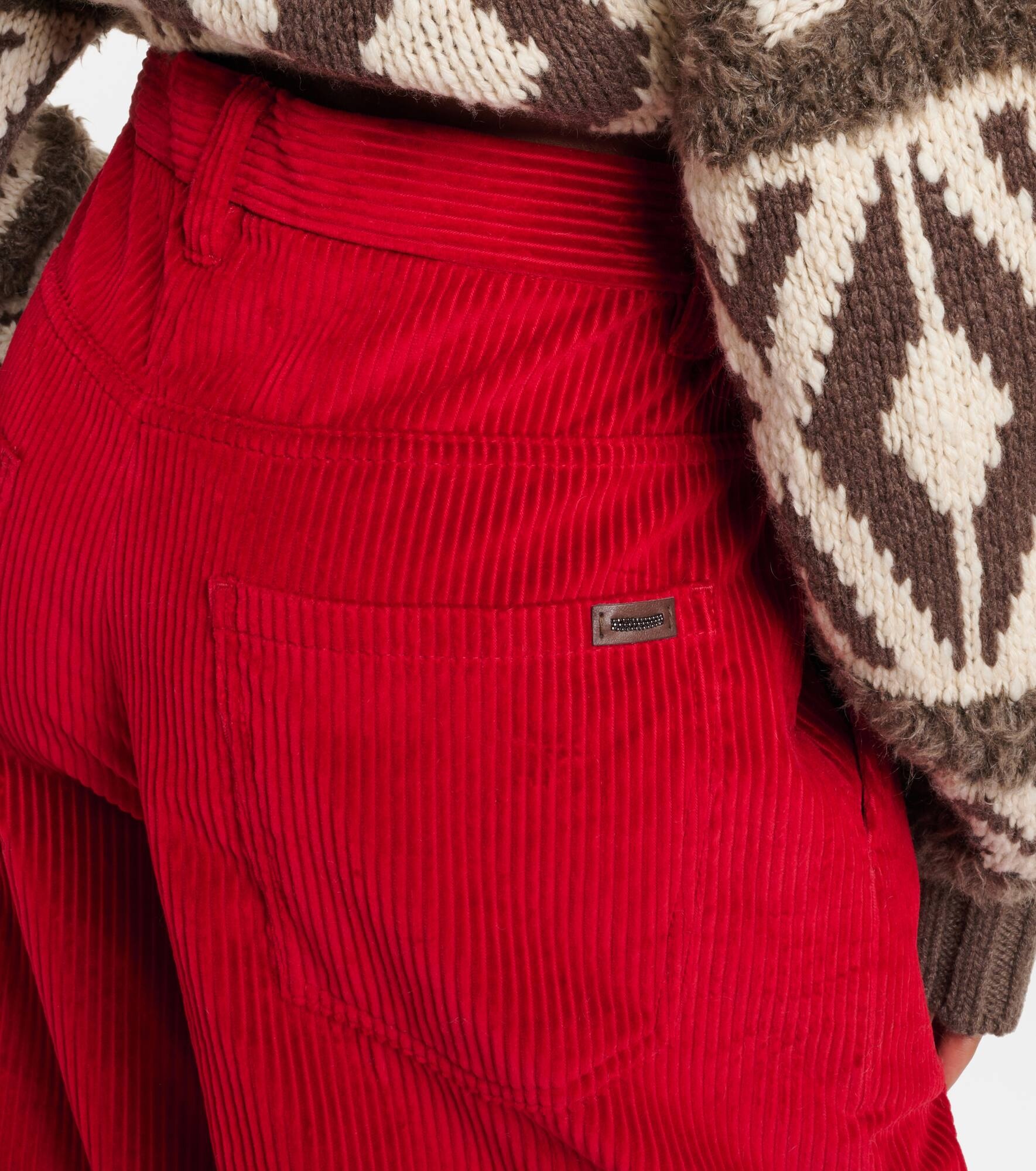 High-rise cotton corduroy wide-leg pants - 6