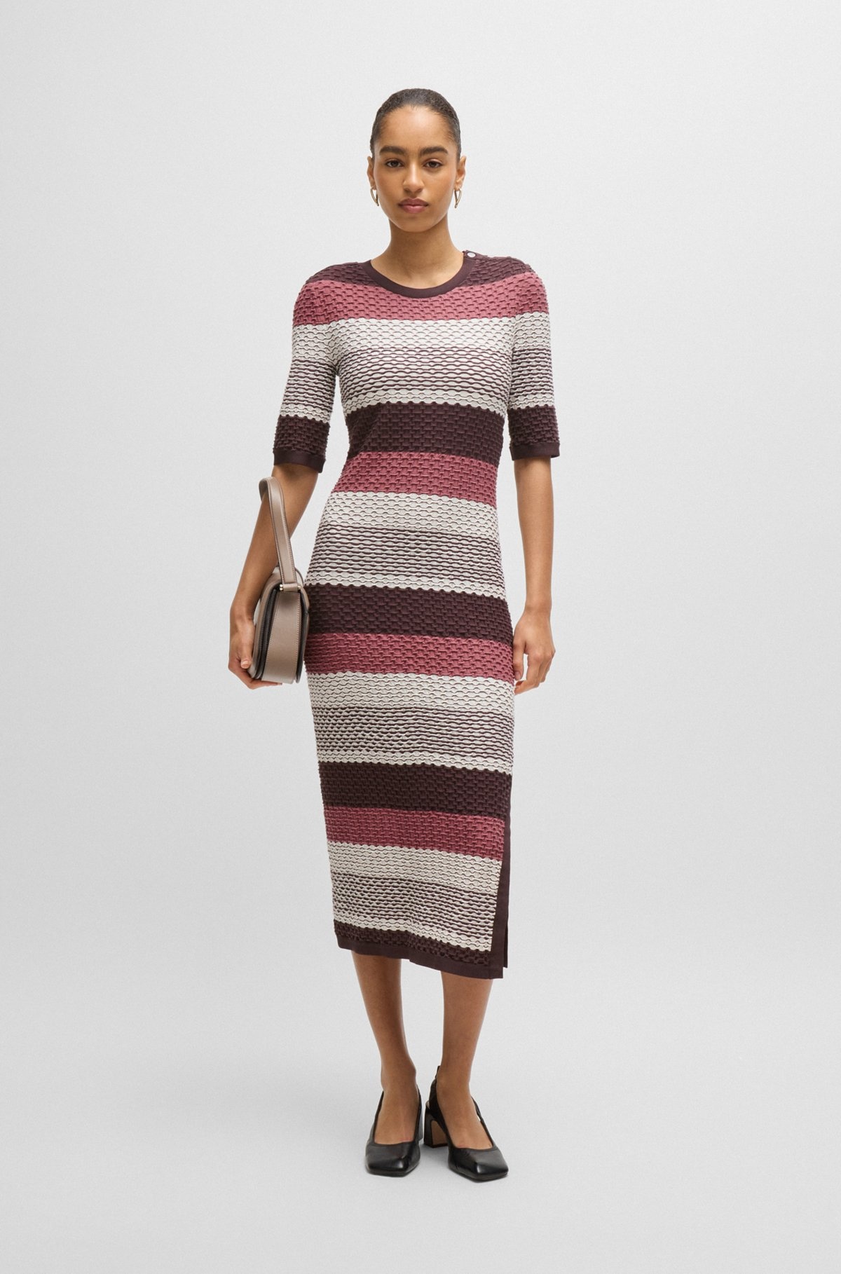STRUCTURED-STRIPE DRESS IN STRETCH-COTTON JERSEY - 3