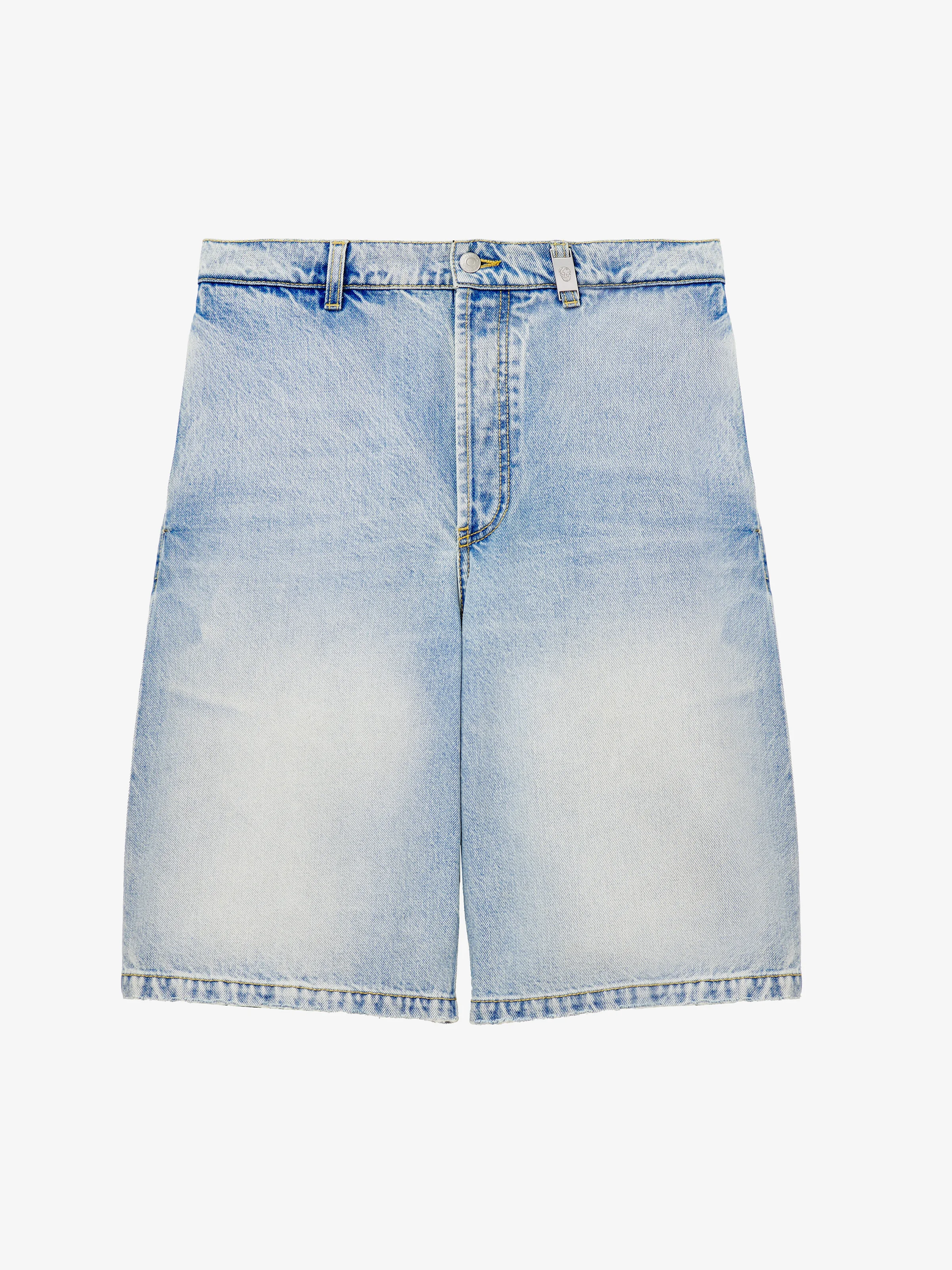 Stonewashed Denim Shorts - 1