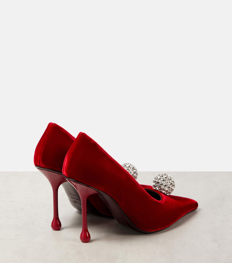 JIMMY CHOO Orb 95 embellished velvet sandals outlook