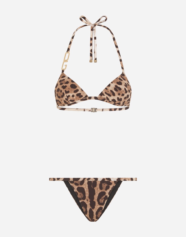 Leopard-print triangle bikini - 1