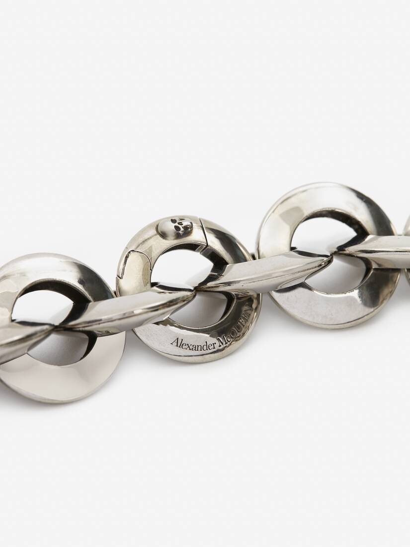 Men's Eyelet Chain Bracelet in Antique Silver - 3