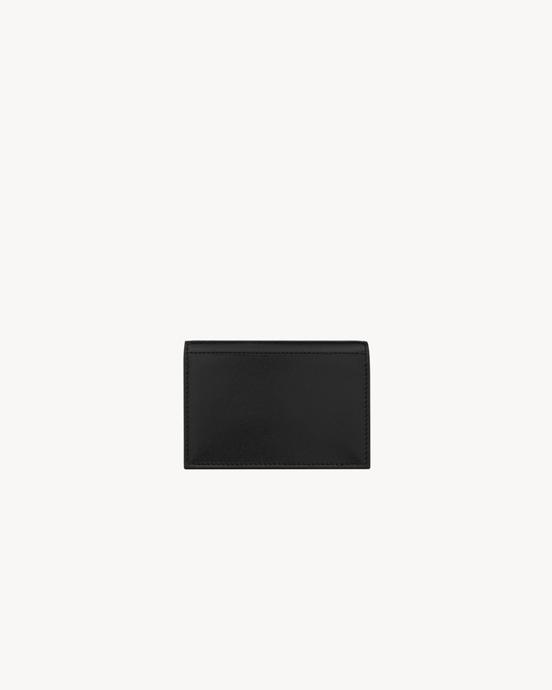 SAINT LAURENT TINY CASSANDRE BUSINESS CARD CASE IN GLOSSY LEATHER outlook