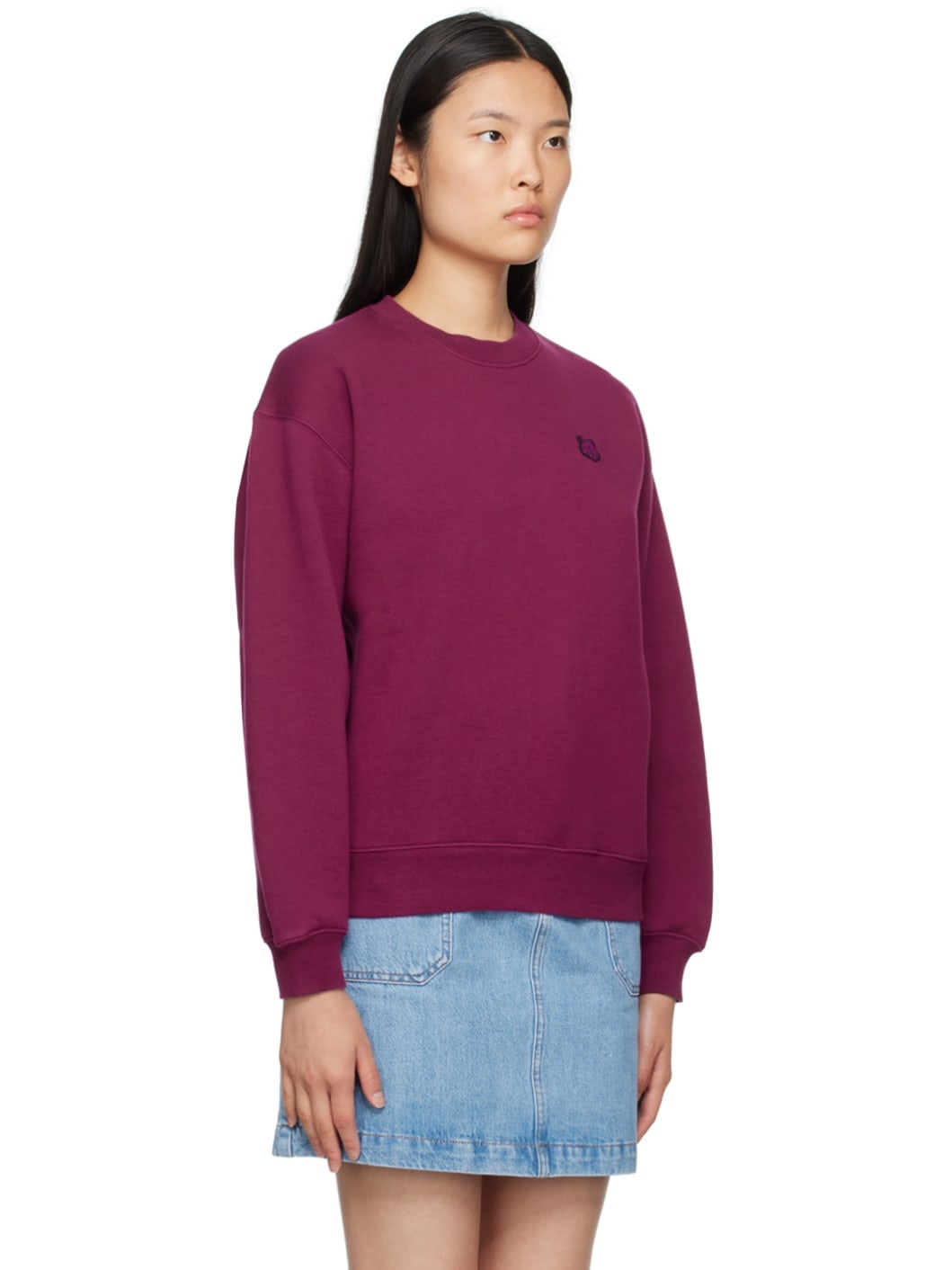 Burgundy Bold Fox Head Sweatshirt - 2