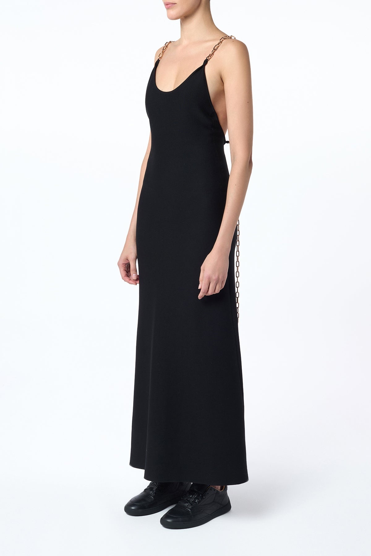 Adeona Chain Maxi Dress in Black Silk - 4