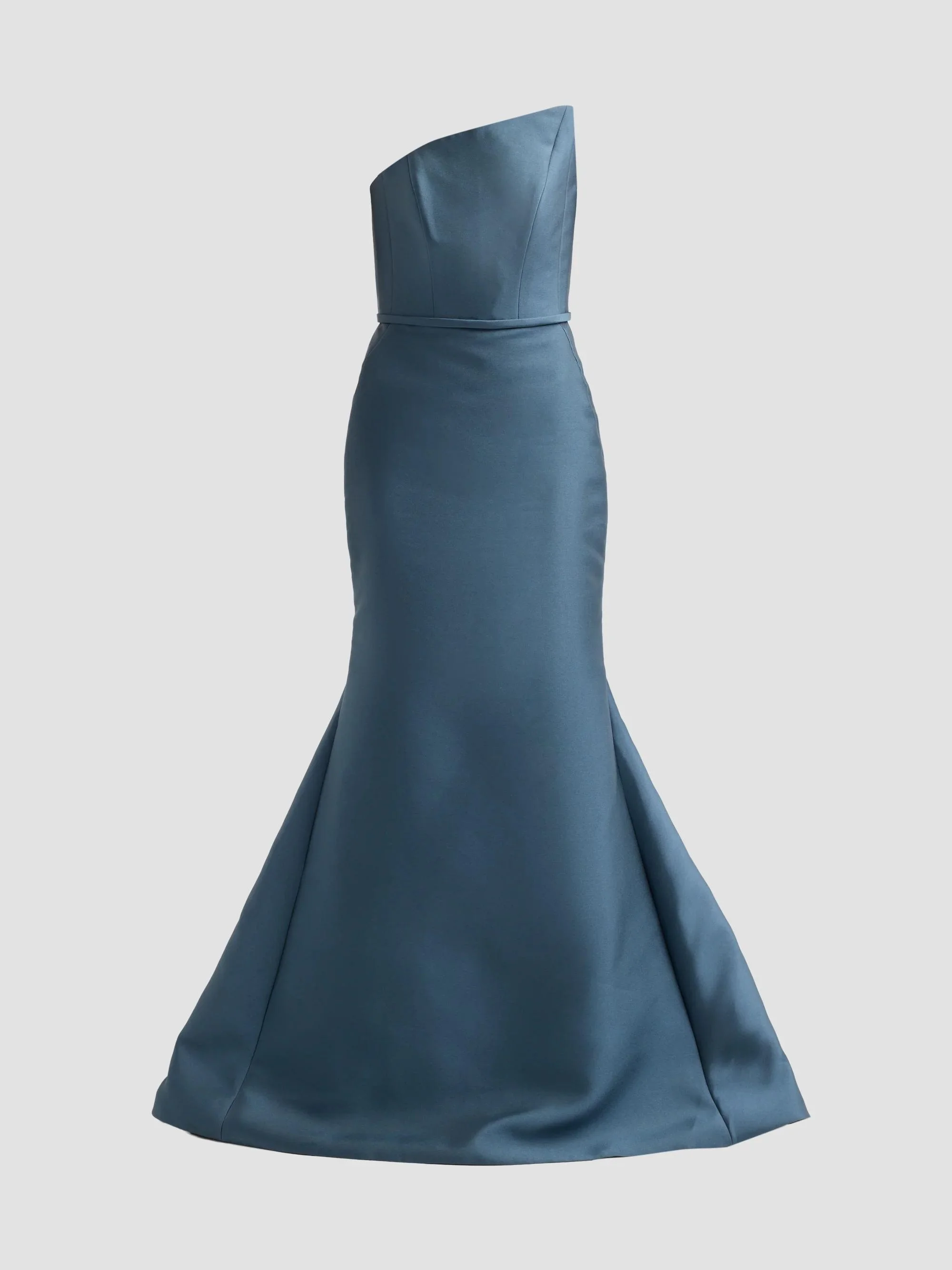 Women's Satin Asymmetric Bow Gown - Petrol - 1