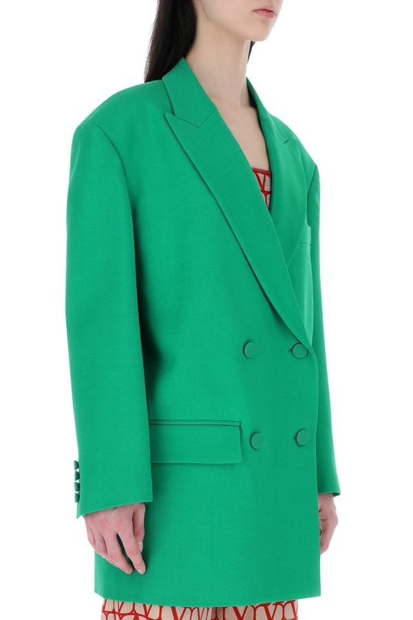 Valentino Garavani Woman Green Crepe Couture Oversize Blazer - 3