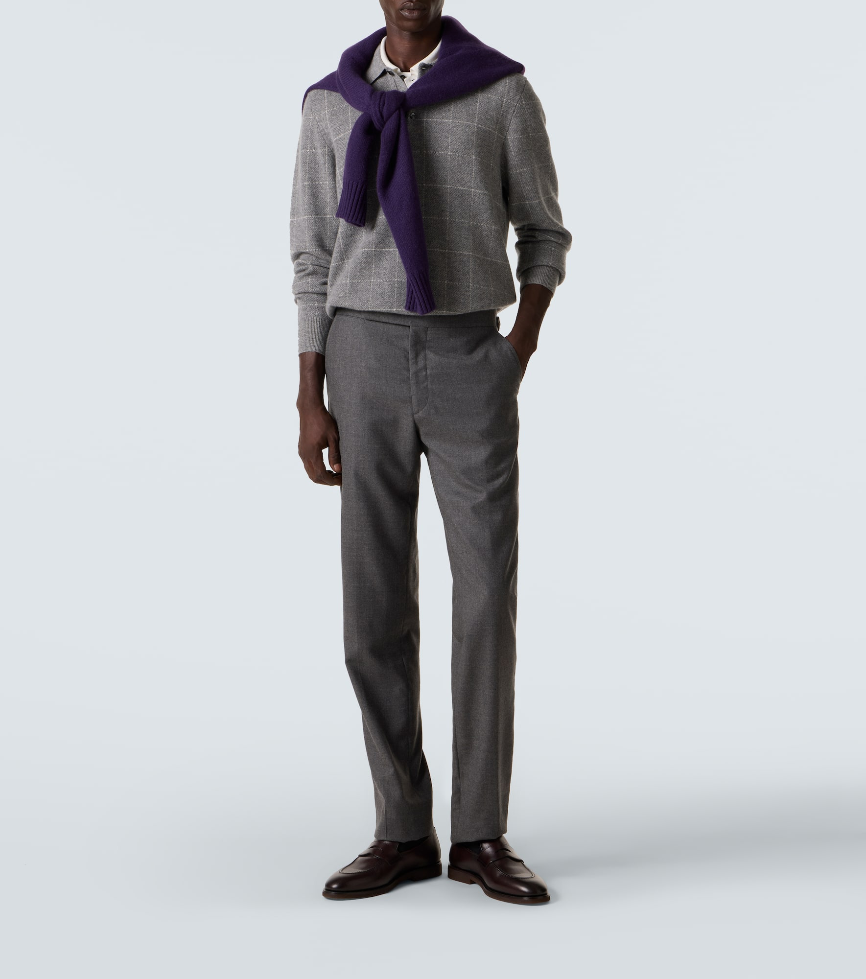 Checked cashmere polo sweater - 2