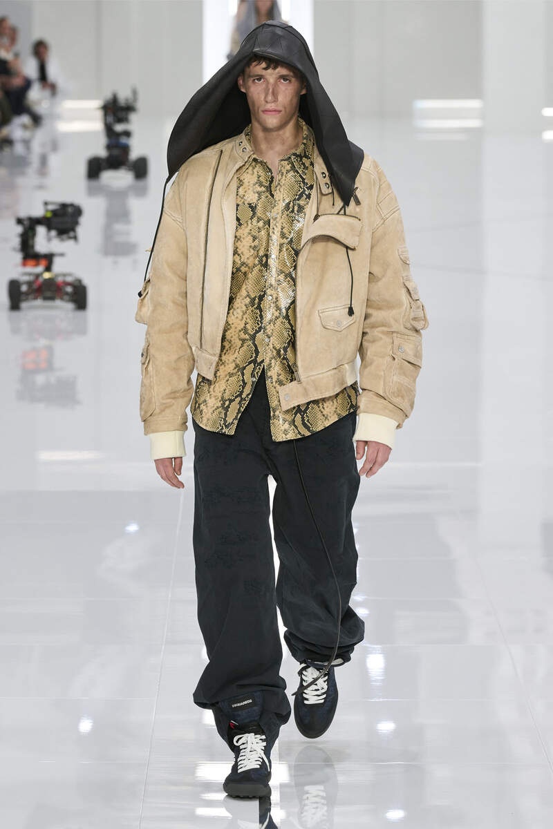 FLOCK DENIM GRUNGE CARGO BIKER JACKET - 8