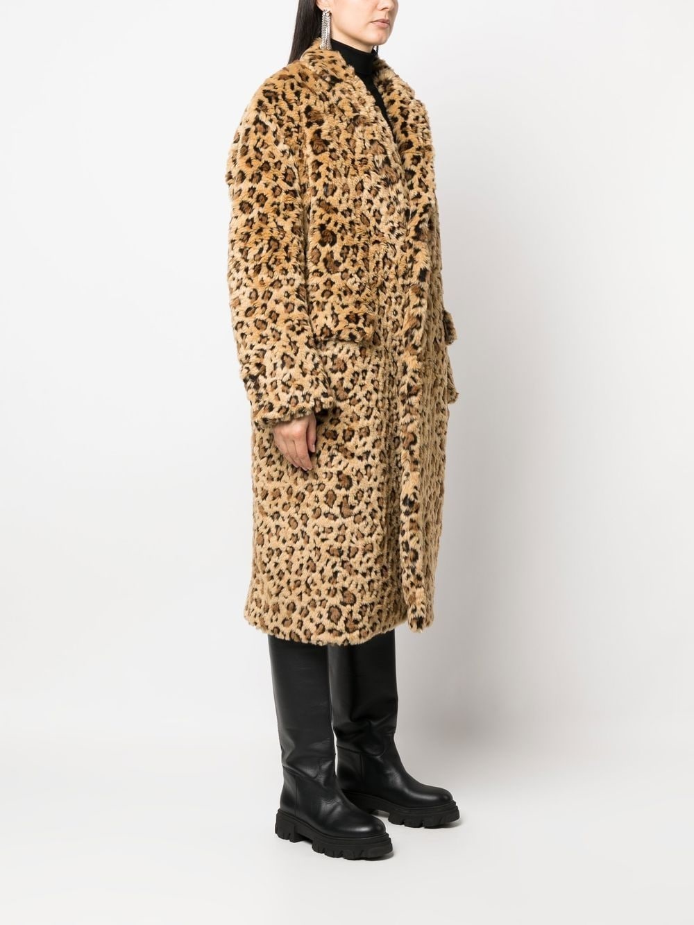 leopard print faux-fur coat - 3