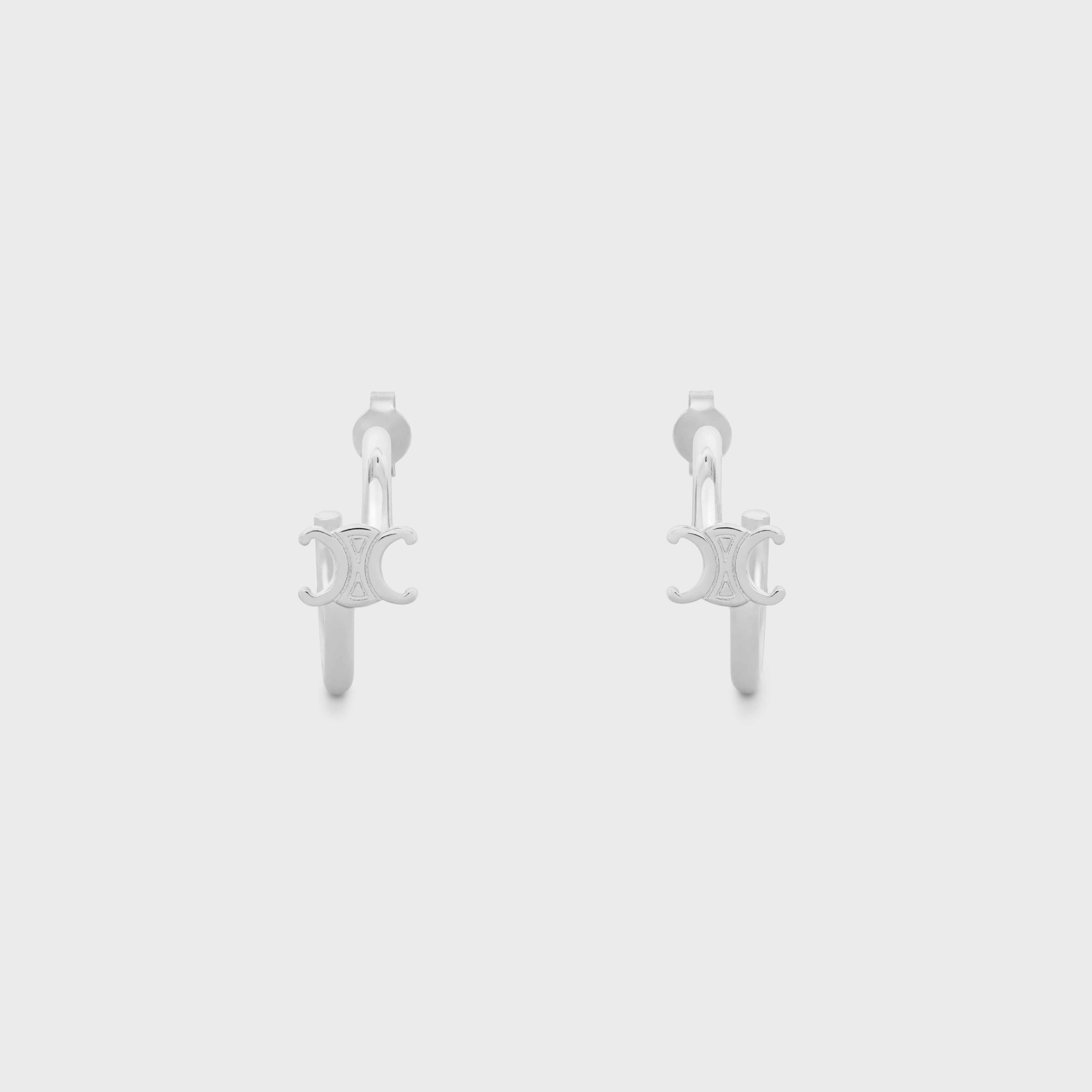 Triomphe Asymmetric Hoops in Brass with Rhodium Finish - 1
