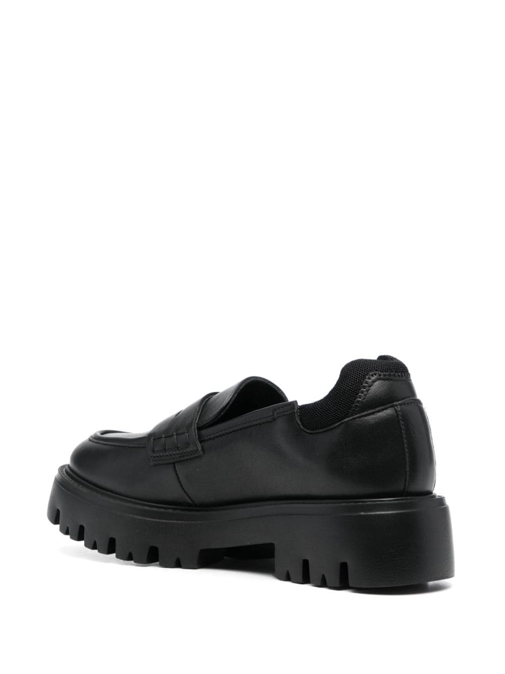 logo-plaque leather loafers - 3
