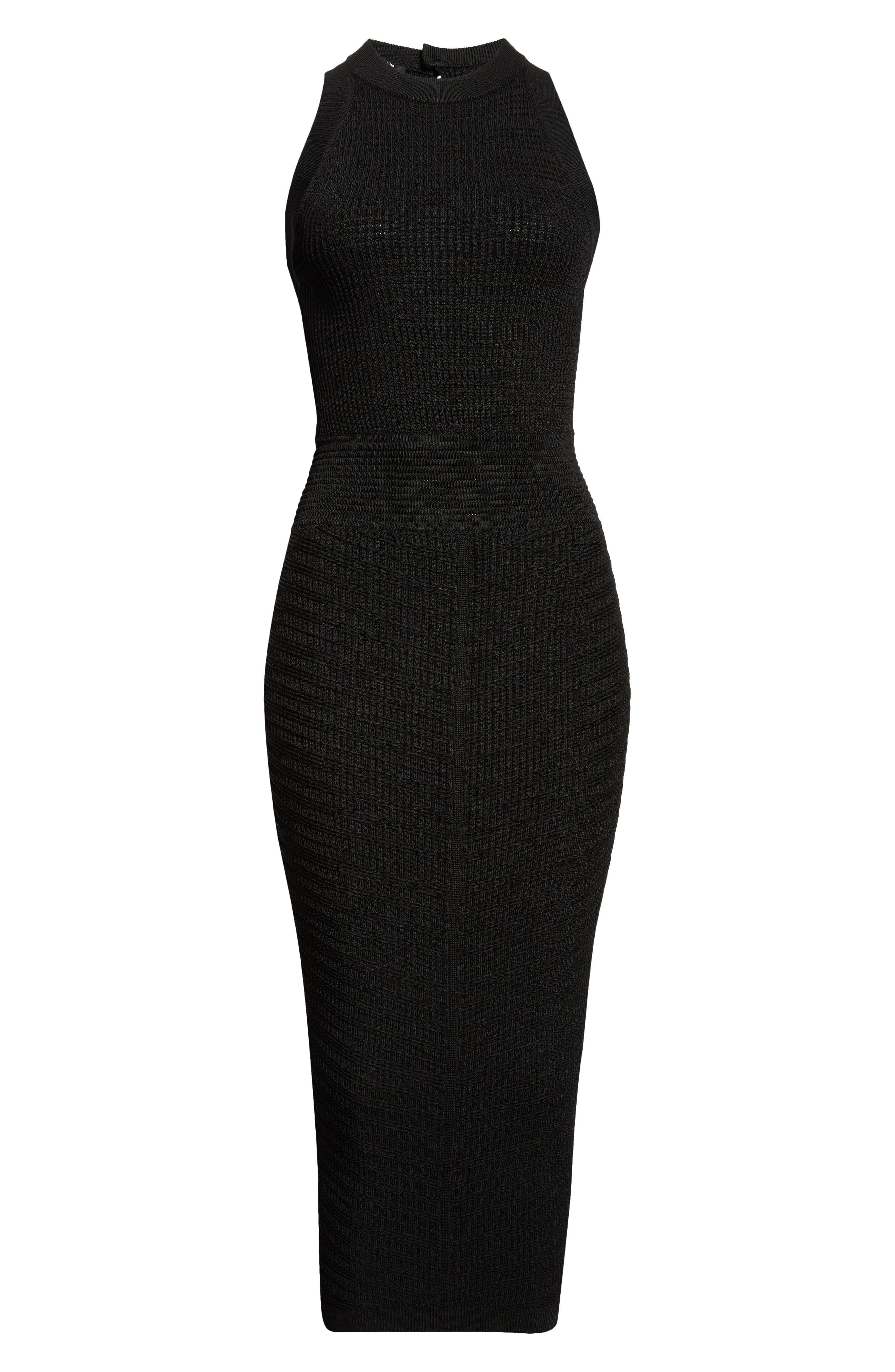 Balmain MIxed Stitch Sleeveless Body-Con Midi Dress in Black at Nordstrom - 5