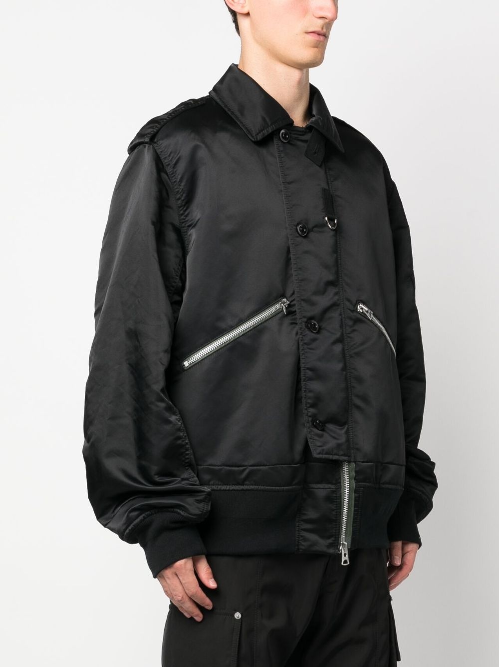 zip-up cotton-blend bomber jacket - 3