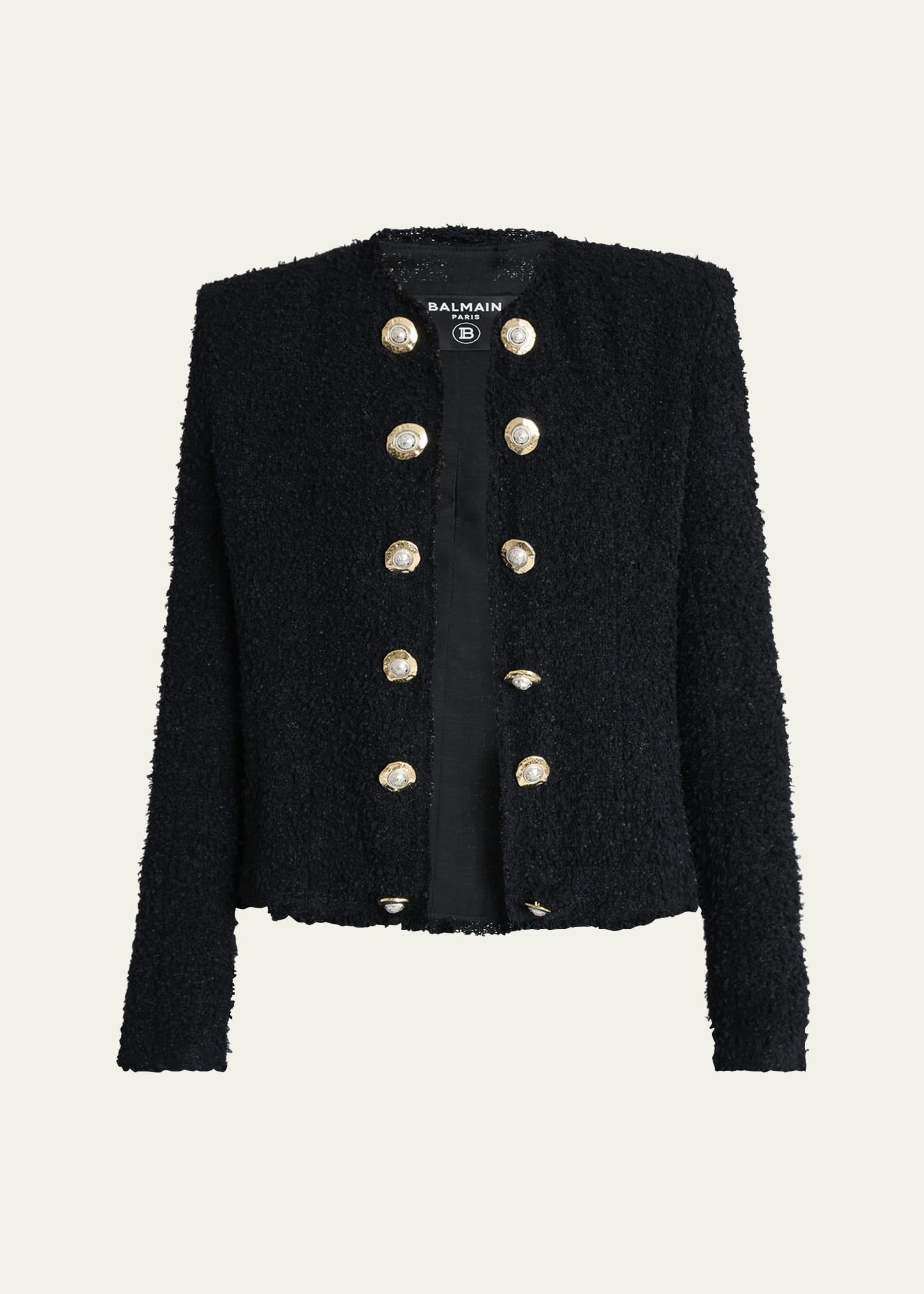 Two-Tone Button Tweed Spencer Jacket - 1