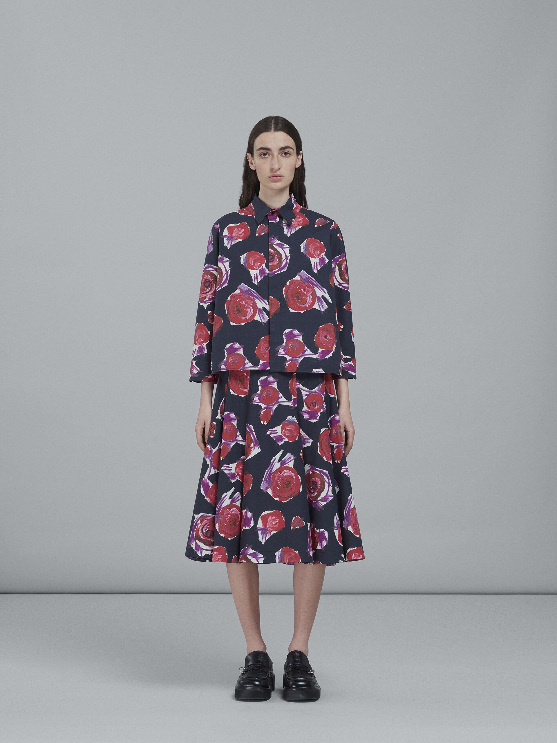 SPINNING ROSES PRINT POPLIN BALLOON SKIRT - 2