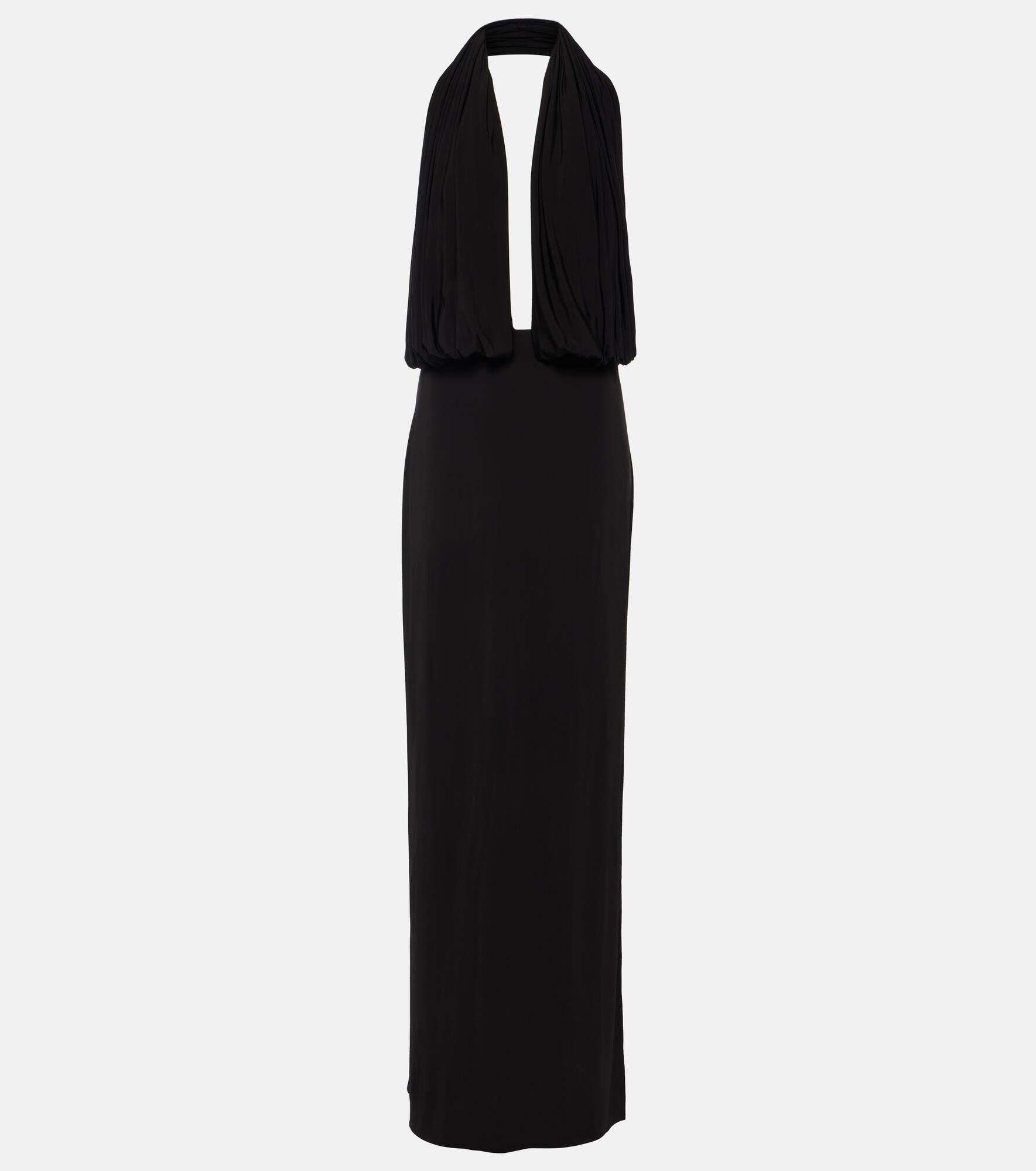 Draped halterneck jersey gown - 1