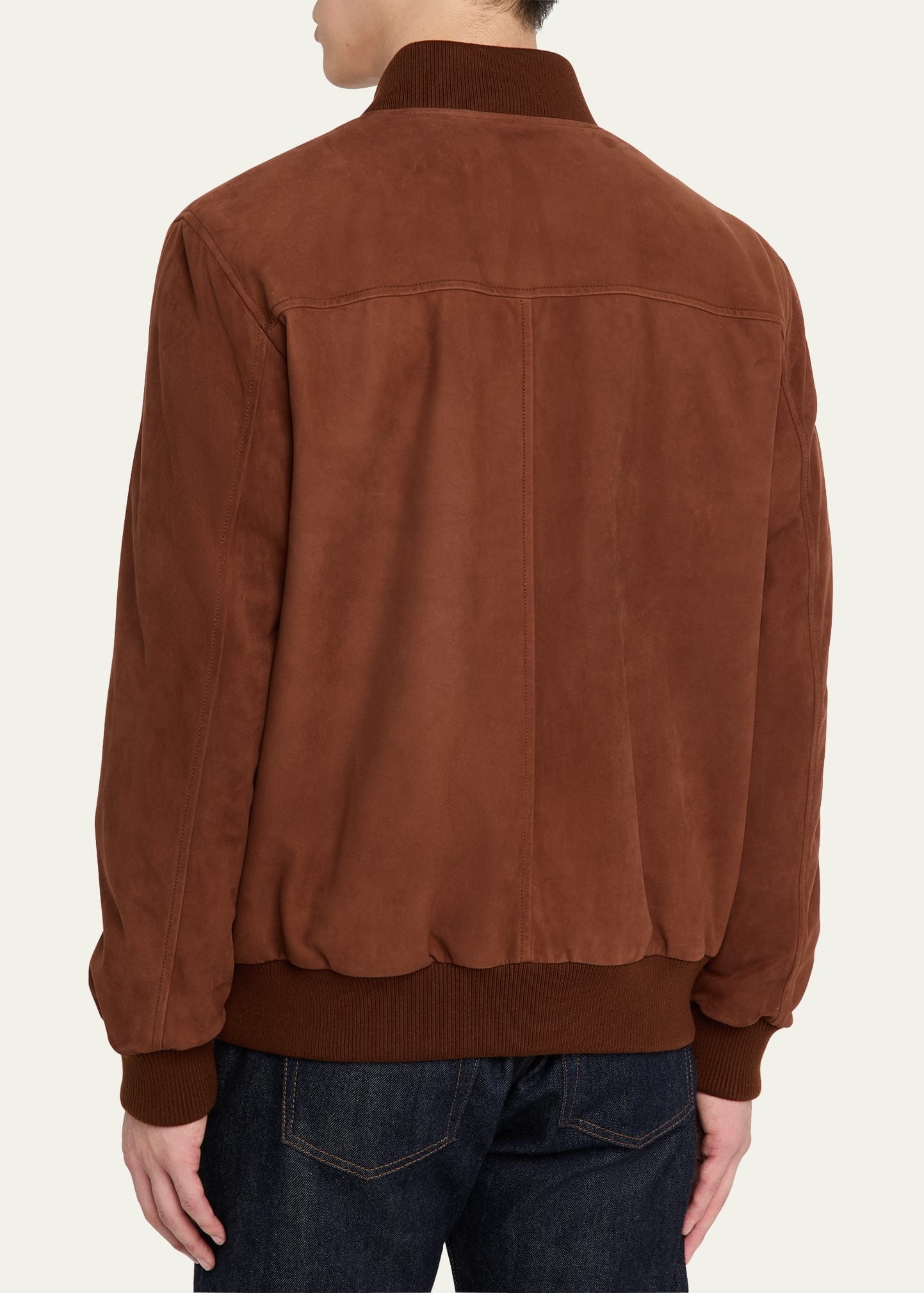 Men's Suede Full-Zip Bomber Jacket - 3