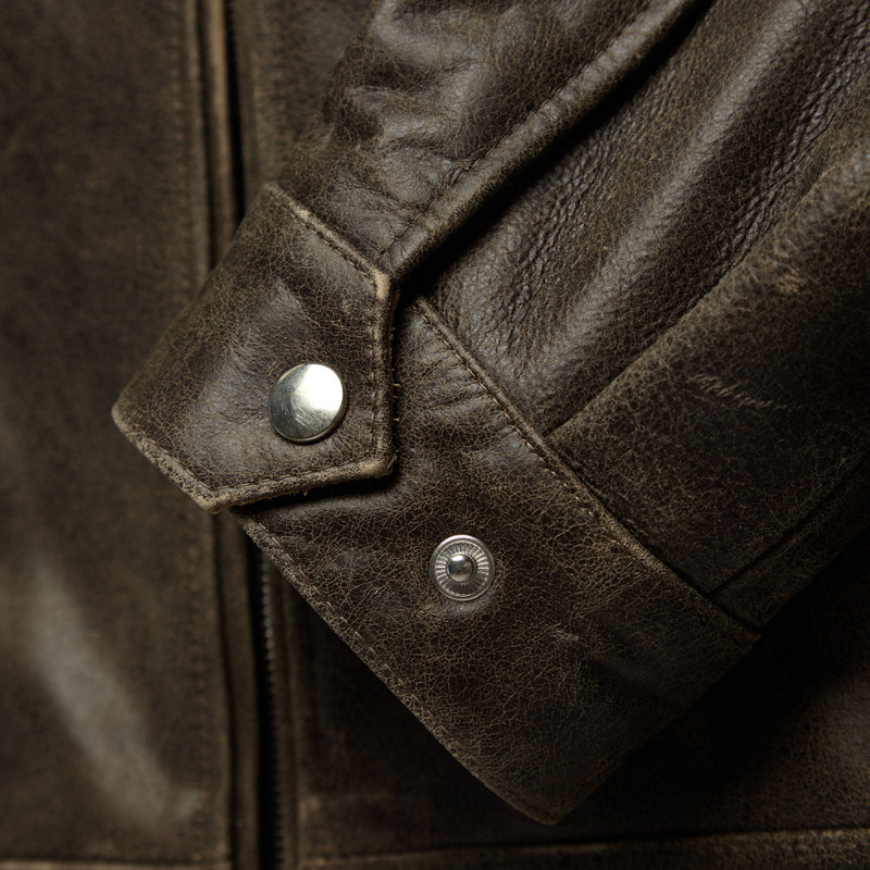 Hand-Painted Dark Brown Leather Jacket 11