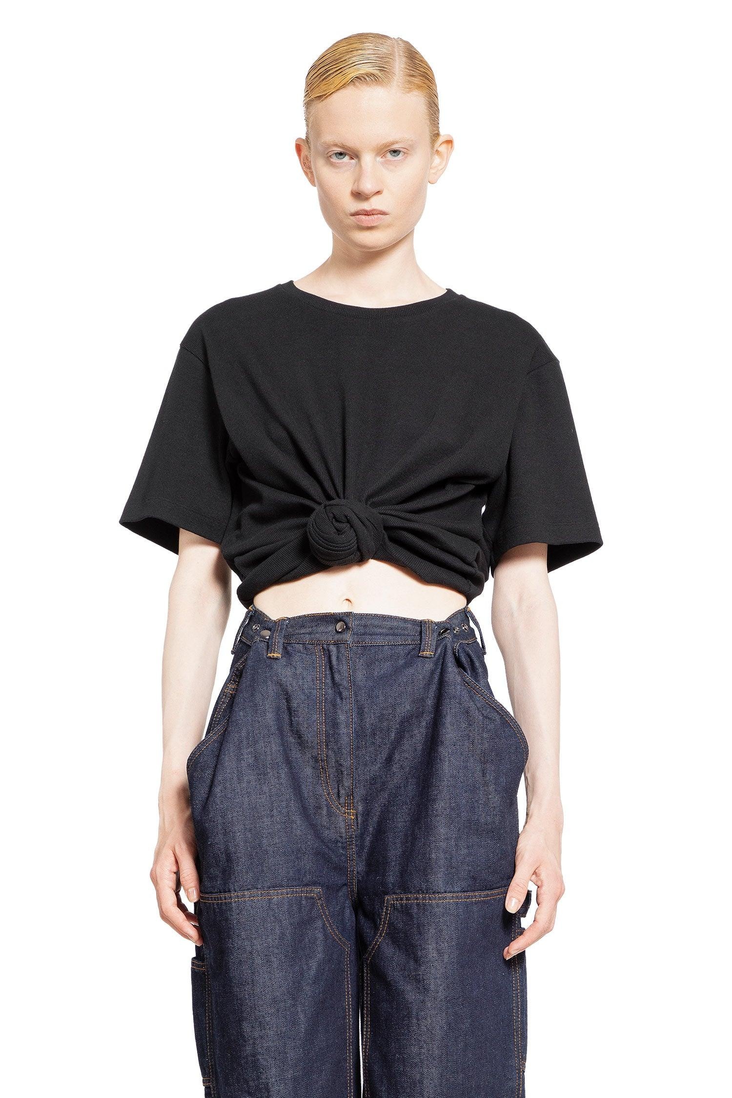 MAGDA BUTRYM Twist-front ribbed cotton-blend jersey T-shirt