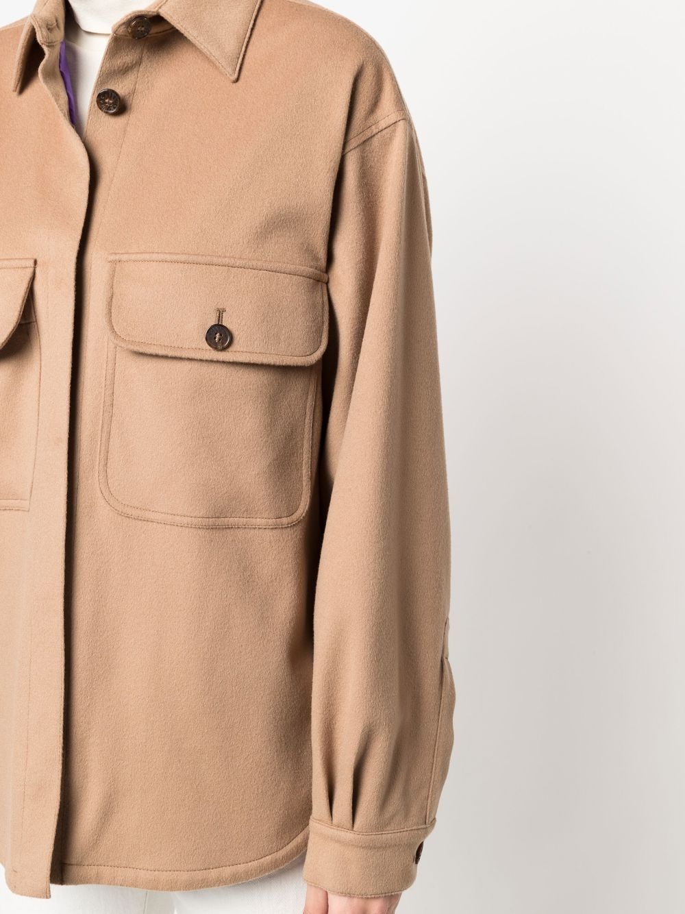 LORRIANE Light Camel Cotton Overshirt Jacket - 5