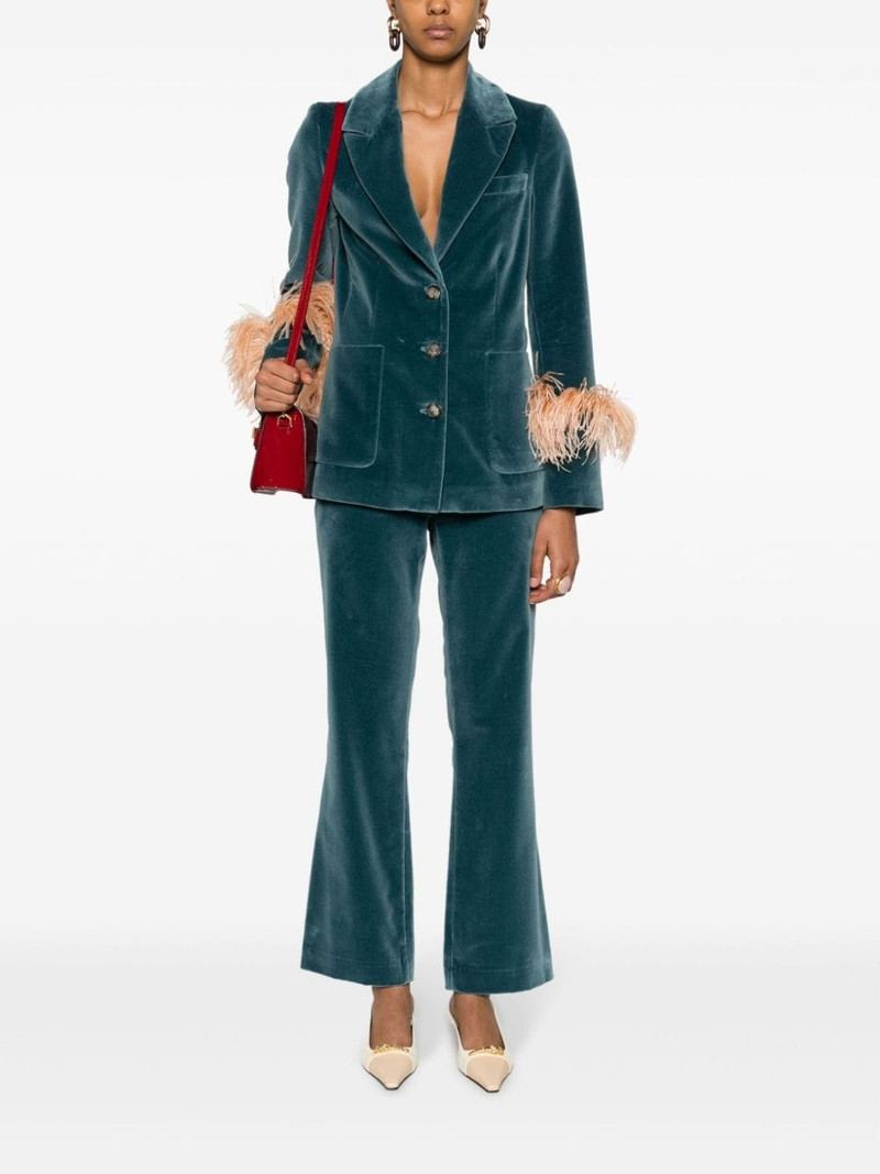 La DoubleJ Keaton feather-trim velvet blazer outlook