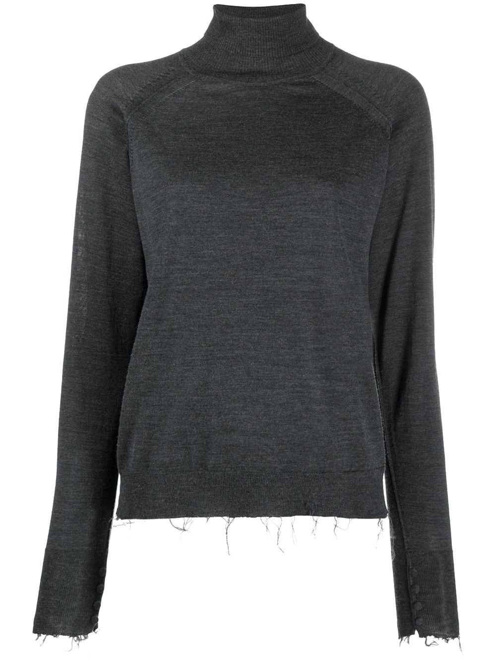 frayed hem roll neck jumper - 1