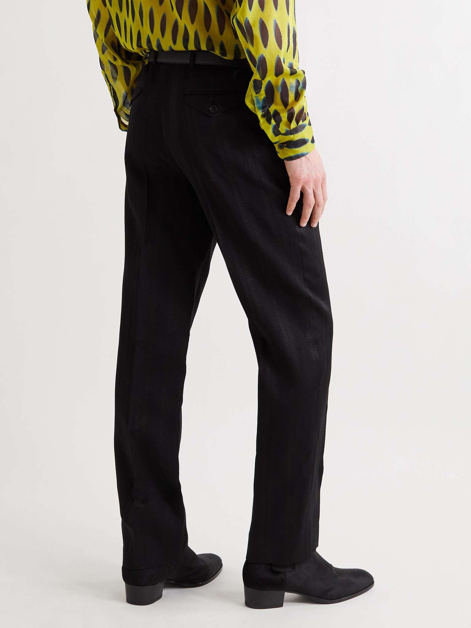 Wool, Silk and Cotton-Blend Jacquard Trousers - 3