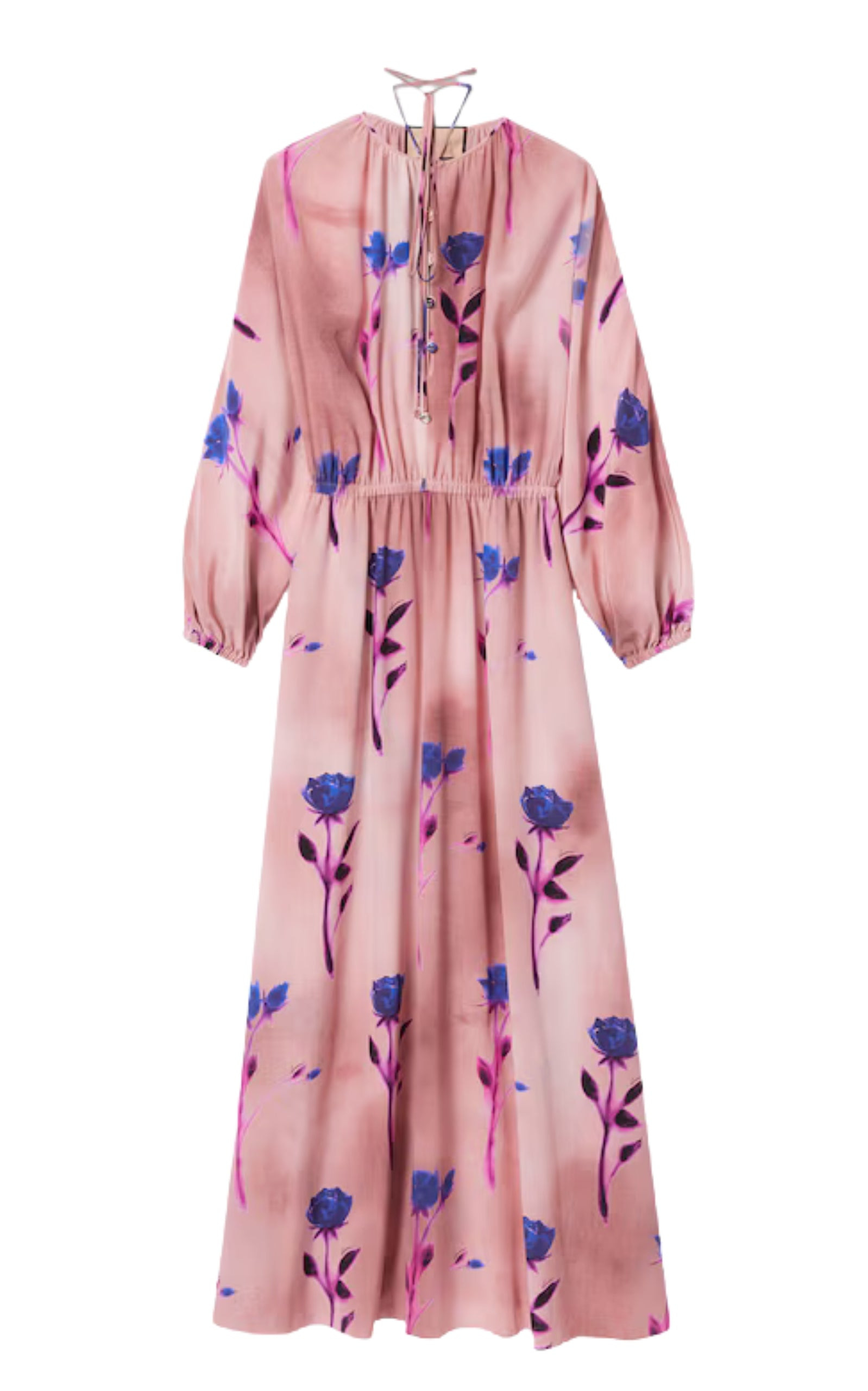 Gucci Pink Dress - SILK CRÊPE DE CHINE FLORAL PRINT DRESS - 1