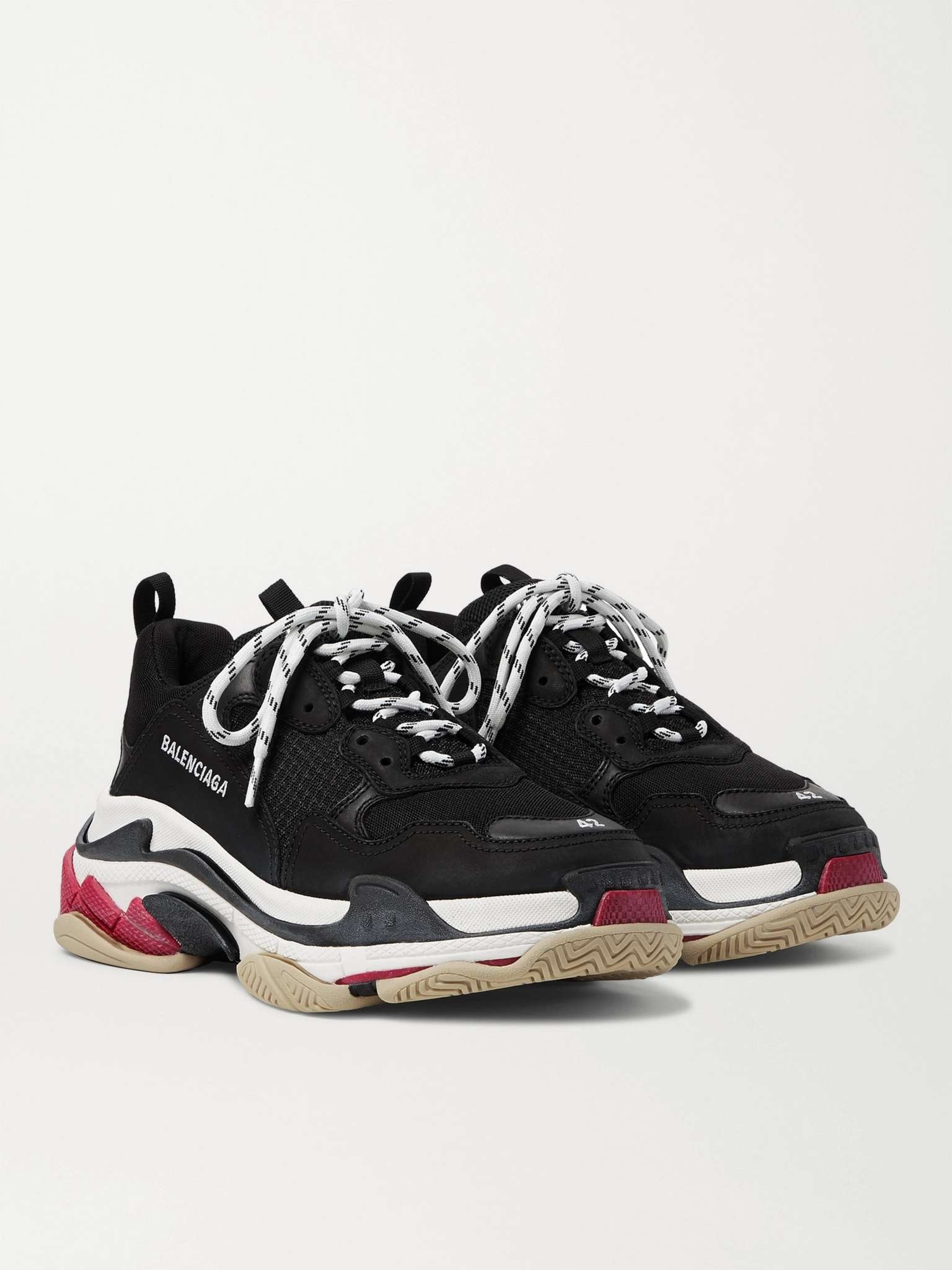 Triple S Mesh, Faux Nubuck and Faux Leather Sneakers - 4