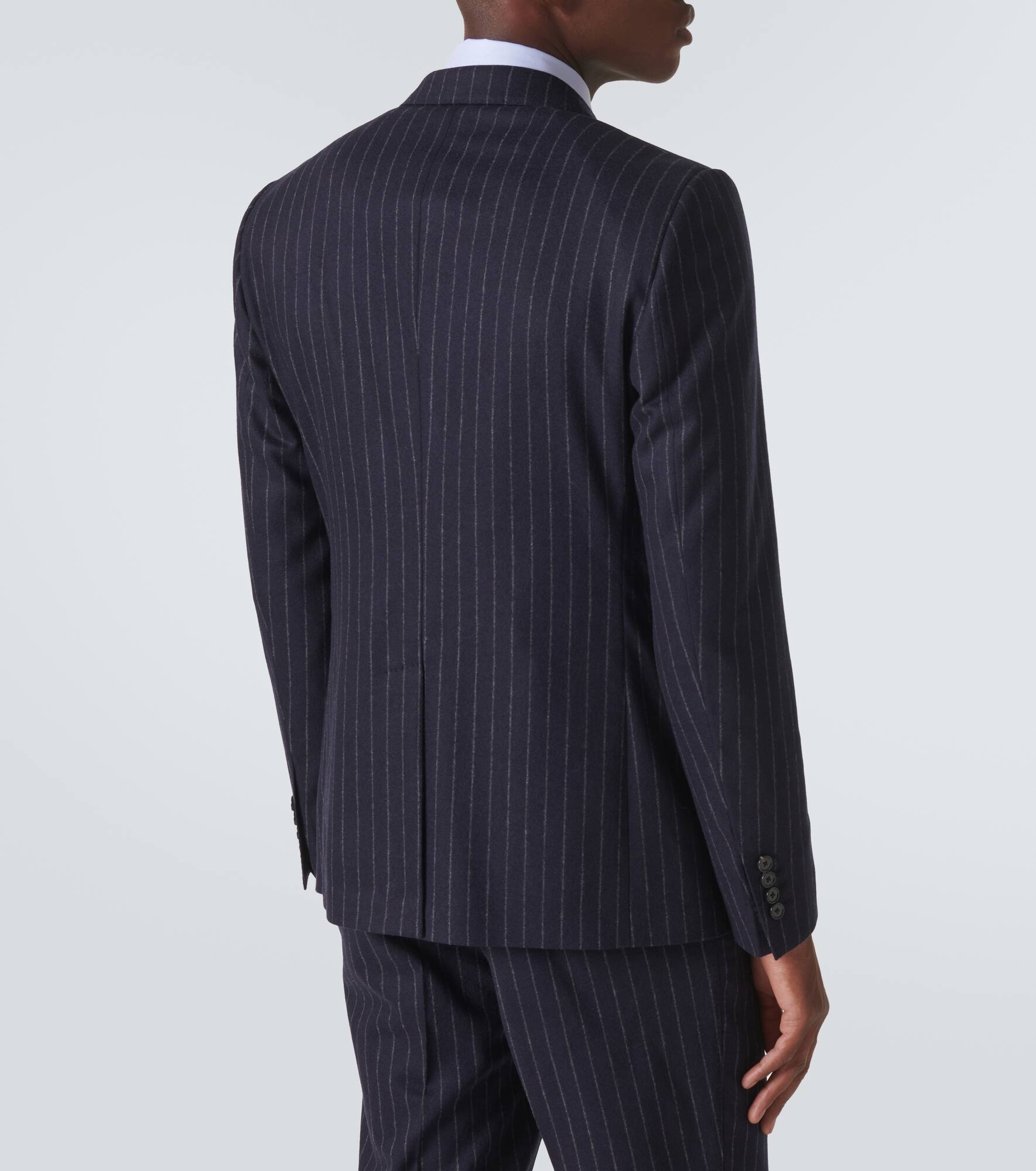 Pinstripe wool and cashmere suit jacket - 4