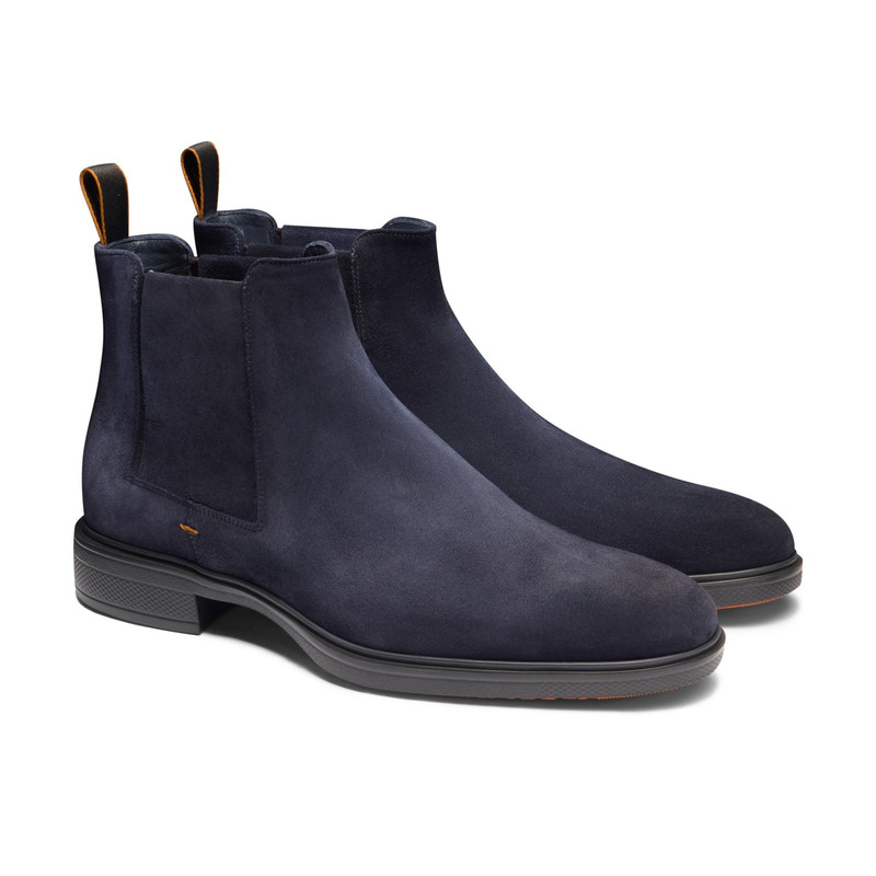 Santoni Men's blue suede Easy boot outlook