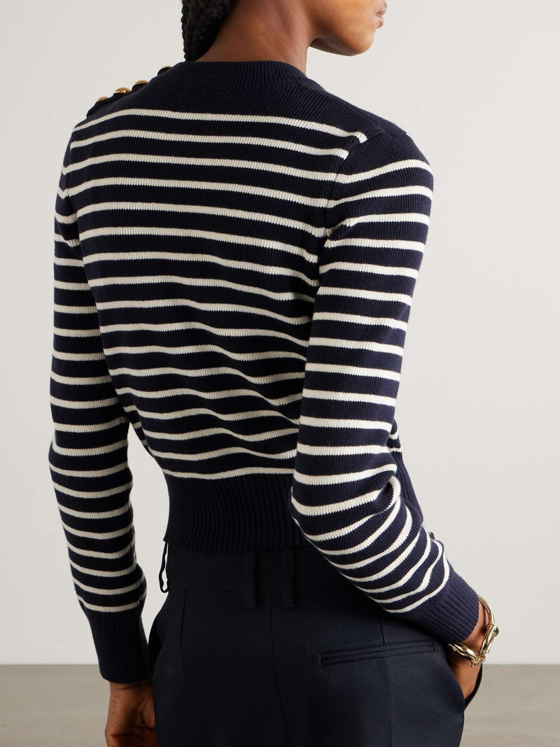 Logo-embroidered striped organic cotton and merino wool-blend sweater 3