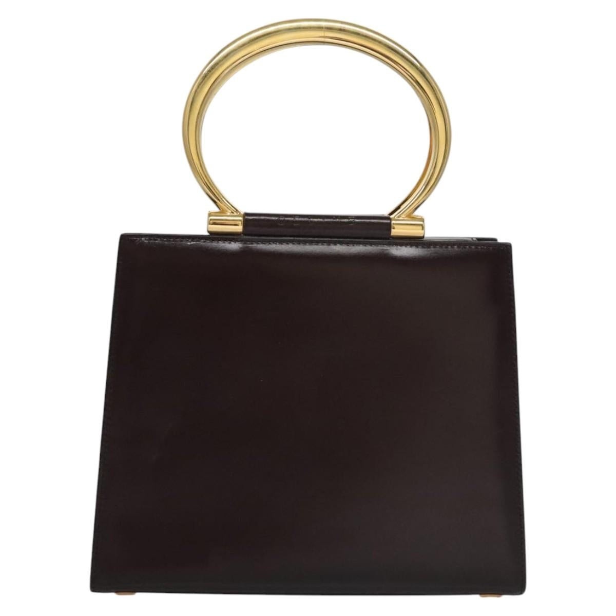 CELINE Hand Bag Leather Brown Gold - 3