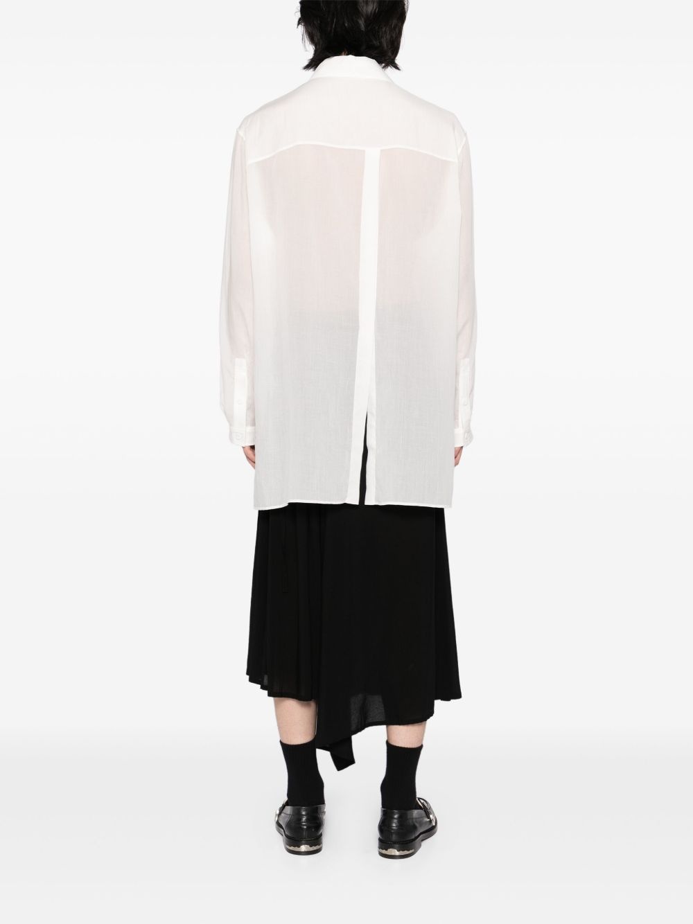 cellulose loan unbalanced collar shirt - 4