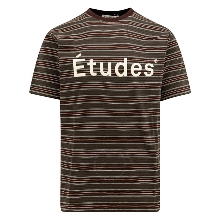 Etudes Brown Striped Wonder Logo T-Shirt - 1