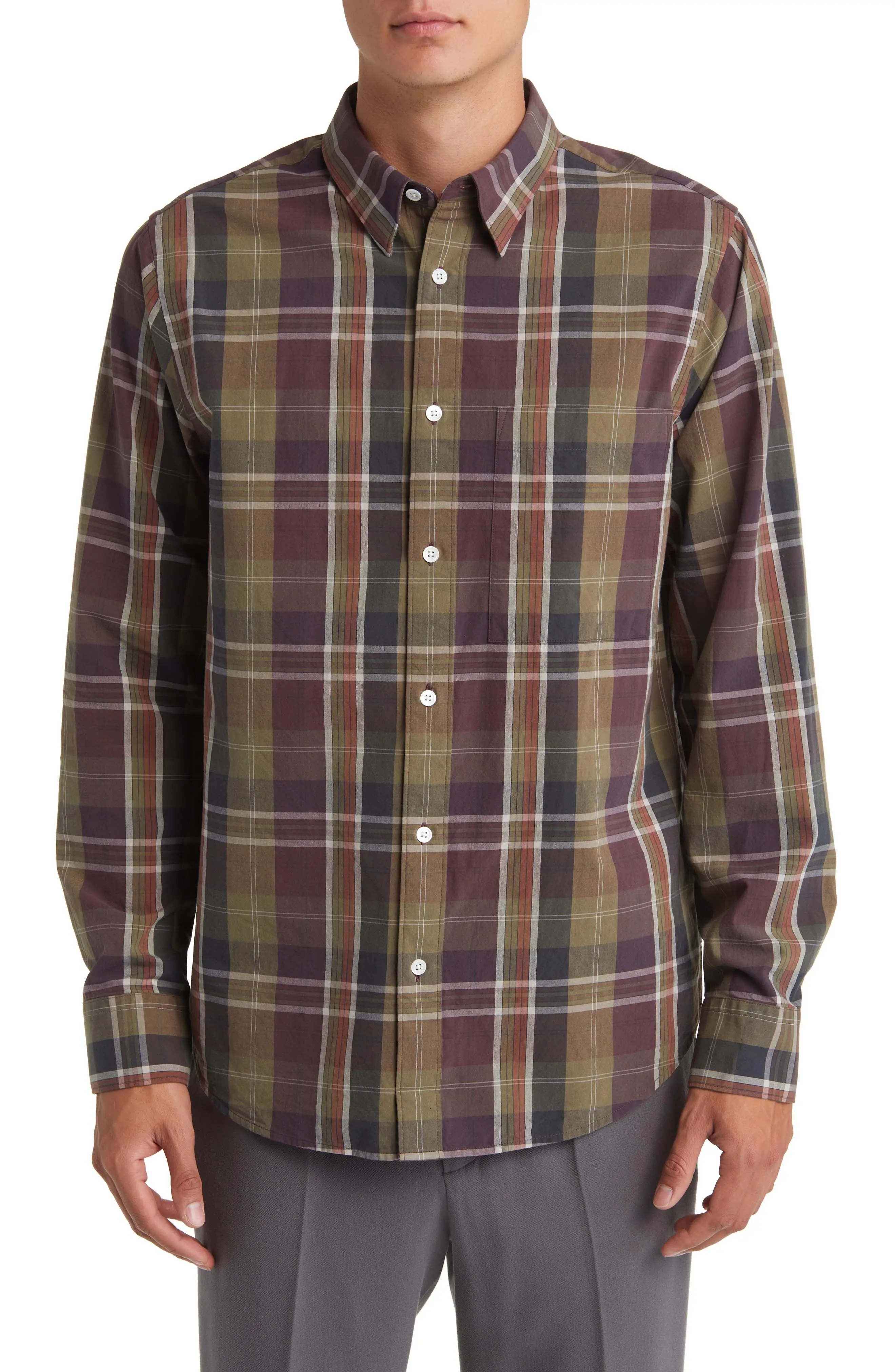 Cohen 5204 Plaid Organic Cotton Poplin Button-Up Shirt - 1