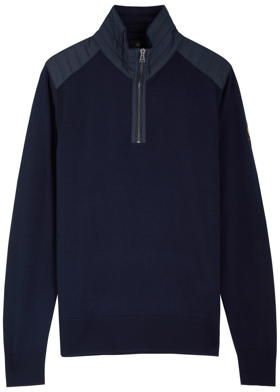 Belstaff Kilmington Half-zip Panelled Wool Jumper - 1
