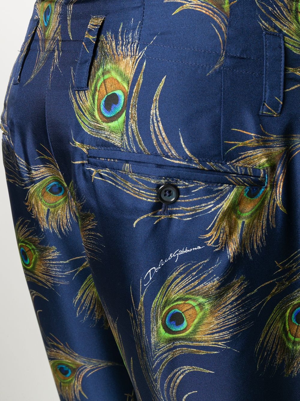 peacock print tailored trousers - 5