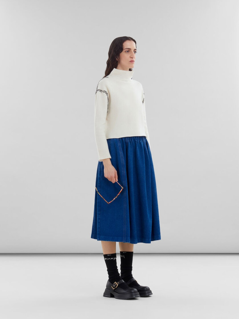 WHITE WOOL-CASHMERE WRAP JUMPER WITH MARNI MENDING 5