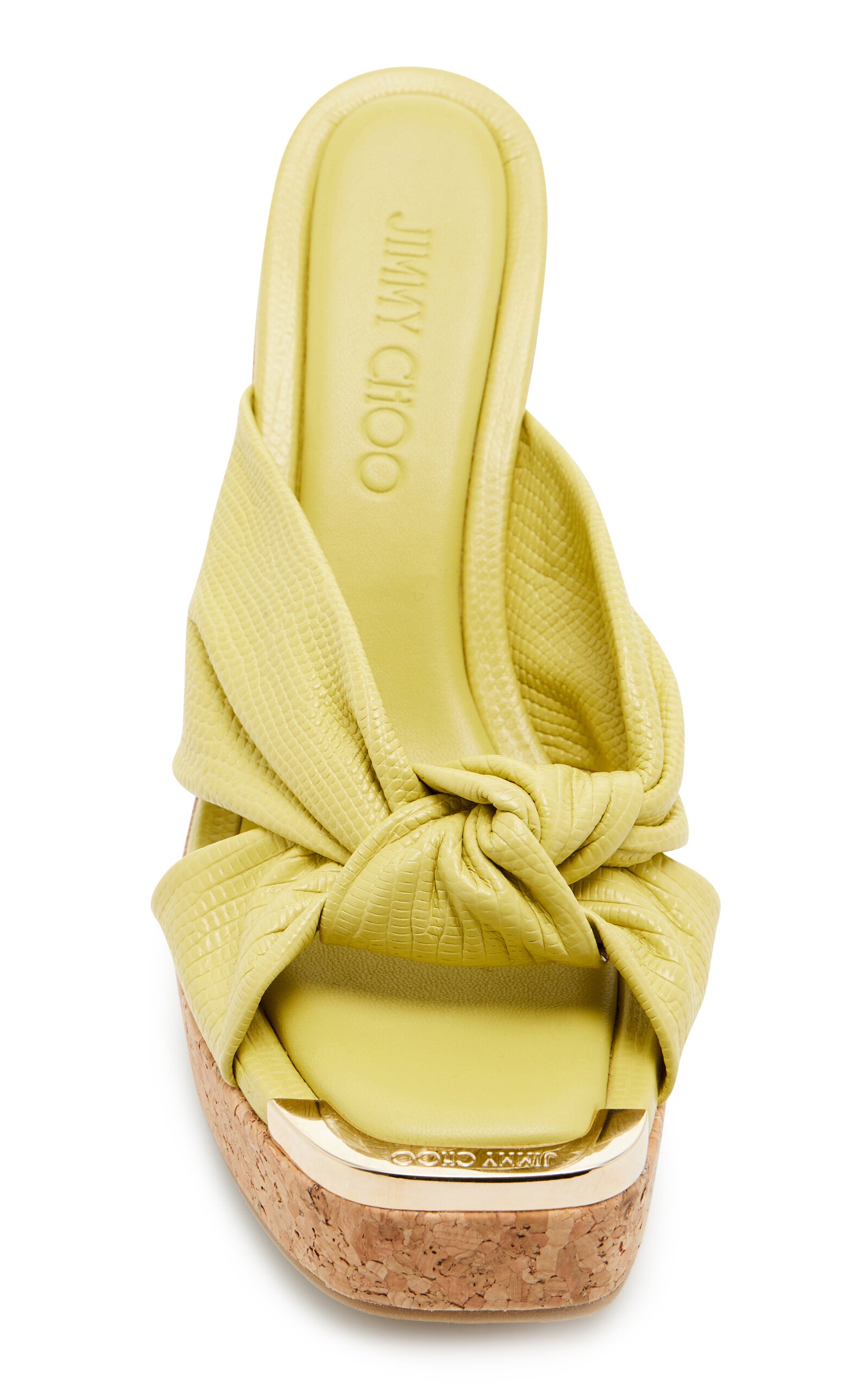 Avenue Lizard-Effect Leather Wedge Sandals yellow - 3