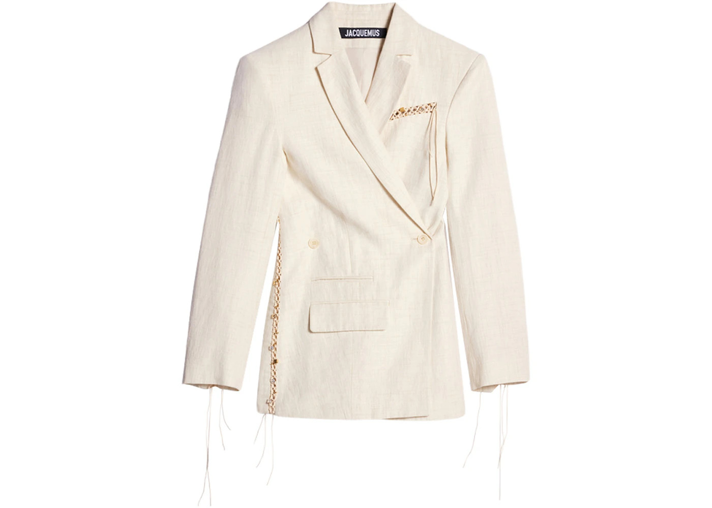 Jacquemus La Veste Tibau Brodee Embroidered Double-Breasted Jacket Off-White - 1