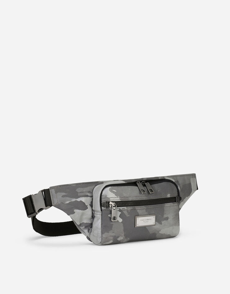 Camouflage-print nylon belt bag with branded tag - 3